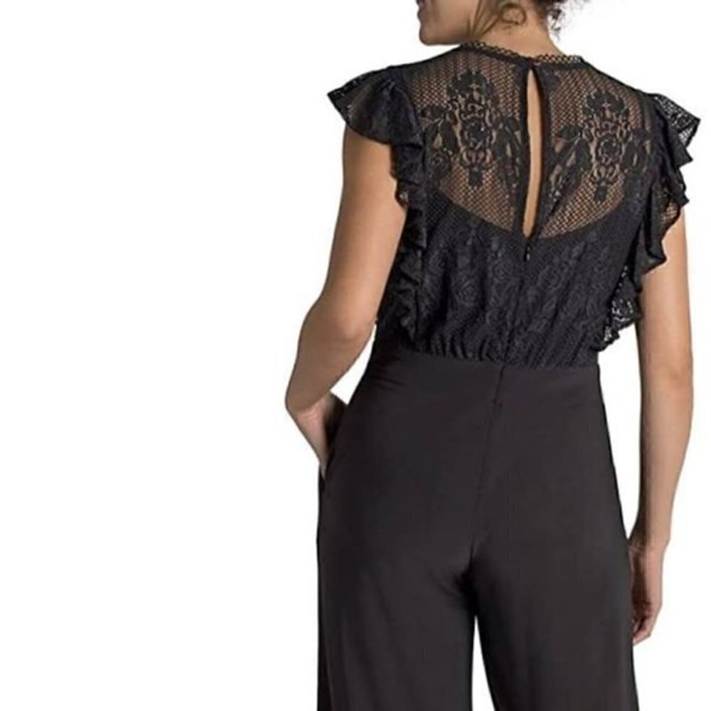 Julia Jordan Black Lace Bodice Jumpsuit Size 4 - Picture 3 of 11
